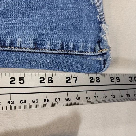 American Eagle Jeans Womens 4 Super High Rise Flare Raw Hem Stretch Ripped Denim - Picture 10 of 11